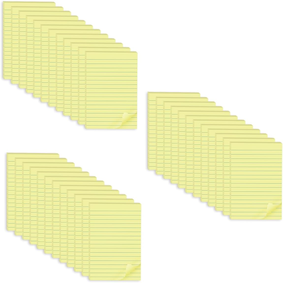 (12 Pack) Lined Sticky Notes 4x6 in,Yellow Large Notepads with Lines,Ruled Stickies Super Sticking Power,Office School Memo Note Pads,Post on Windows Doors,Recyclable,Easy to Write on,Hold Well