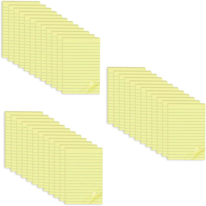 (12 Pack) Lined Sticky Notes 4x6 in,Yellow Large Notepads with Lines,Ruled Stickies Super Sticking Power,Office School Memo Note Pads,Post on Windows Doors,Recyclable,Easy to Write on,Hold Well