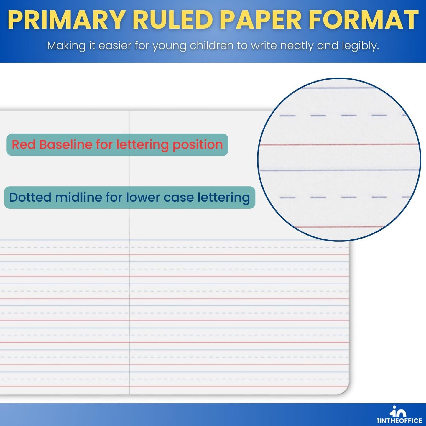 1InTheOffice Primary Composition Notebook K-2, Primary Journal, Kindergarten Notebook, 7.5" x 9.75", 100/Sheets, Red/Black Marble, 4 Pack