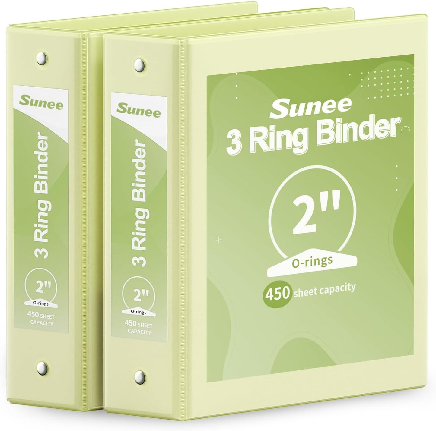 SUNEE 3 Ring Binder 3 Inch 2 Pack, Clear View Binder Three Ring PVC-Free (Fit 8.5x11 Inches) for School or Office Supplies, Pink