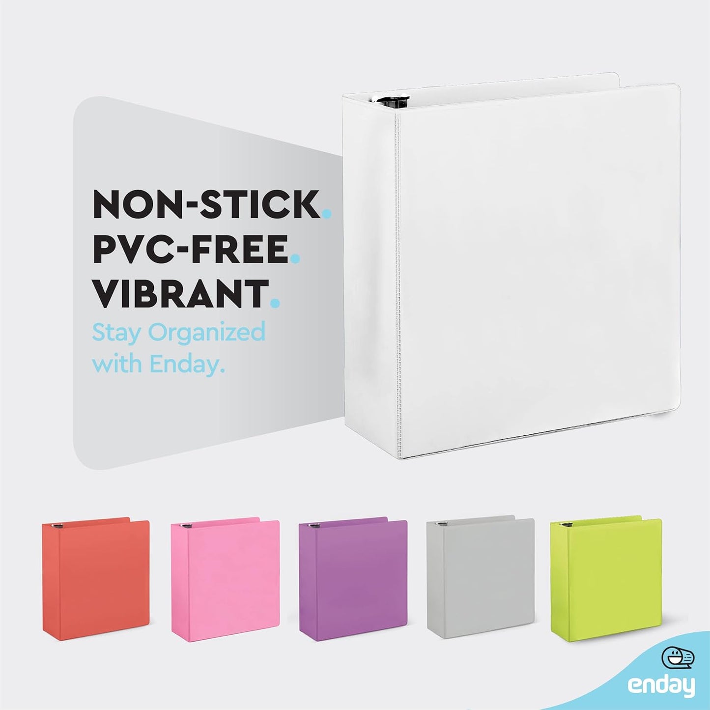 3 Inch Binder 3 Ring Binders Green, Slant D-Ring 3” Clear View Cover with 2 Inside Pockets, Heavy Duty Colored School Supplies Office and Home Binders – By Enday