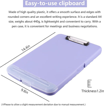 SFLHHDM Purple Clipboard, Clip Boards 8.5x11, Teacher Clipboards with Storage, Plastic Clipboard with Pen Holder, Clipboards Storage for Women Teachers Work, School & Office Supplies