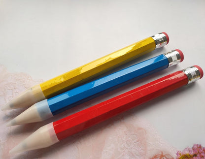 Ebonee 3 Pack Funny Big Pencil for Kid, Novelty Wooden Jumbo Pencils with Cap Eraser, 14 Inch Wood Large Giant Pencil DIY Woodworking for School Office Writing (Blue, Red, Yellow)