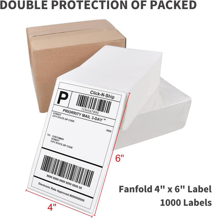 L LIKED 200 4x6 Thermal Labels Fanfold, Direct Thermal Shipping Labels - Perforated and Strong Adhesive