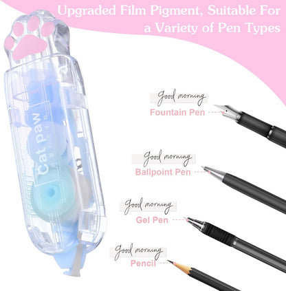 Ptwola 3 Pcs Retractable White Correction Tape Cat Paw Shape Aesthetic Pen Cute Smooth Correction Tape Mini Pen Supplies for Back to Teacher Office Accessories Easy to Use