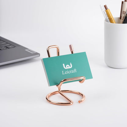 Business Card Holder for Desk, Cute Metal Card Organizers and Office Desk Accessories for Men and Women (Golden)