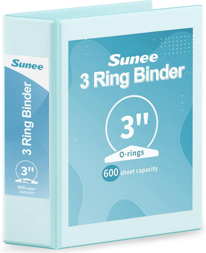 SUNEE 3 Ring Binder 3 Inch 1 Pack, Clear View Binder Three Ring PVC-Free (Fit 8.5x11 Inches) for School or Office Supplies, Pink