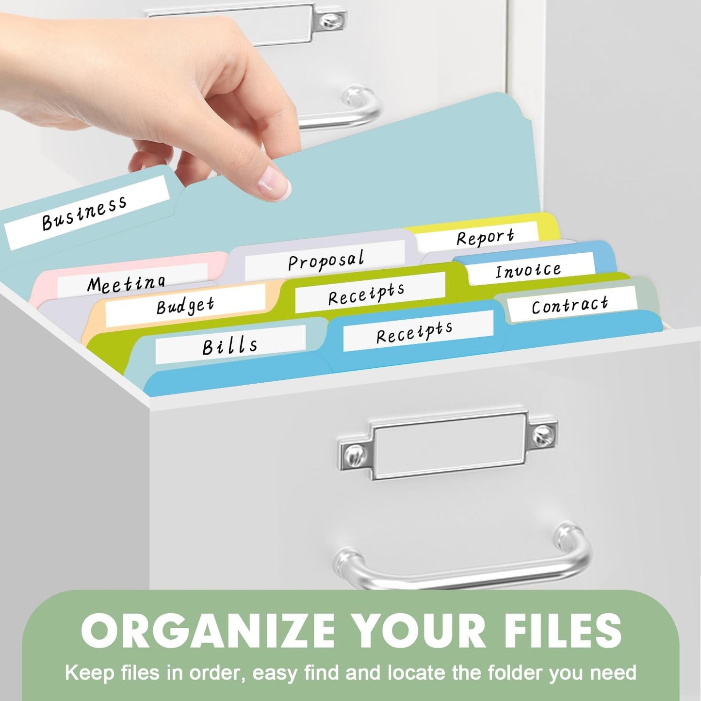 RAZCC File Folders, 100-Pack, 1/3 Cut, Letter Size, Yellow, Great for Organizing and Easy File Storage