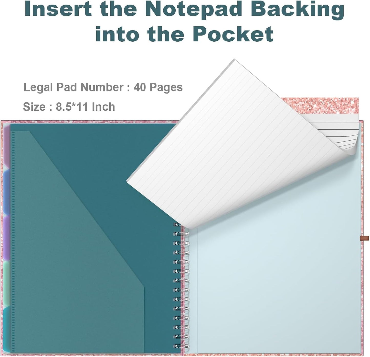 Hongri Clipboard Folio with Refillable Lined Notepad, 8.5 x 11 Folders with Storage 10 Pockets, Spiral Portfolio, Size 12.8X 9.7 in, Office & School Supplies, Skeleton