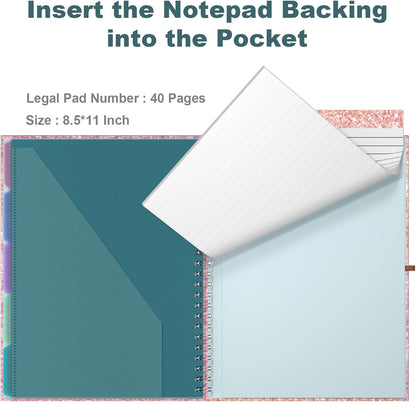 Hongri Clipboard Folio with Refillable Lined Notepad, 8.5 x 11 Folders with Storage 10 Pockets, Spiral Portfolio, Size 12.8X 9.7 in, Office & School Supplies, Skeleton