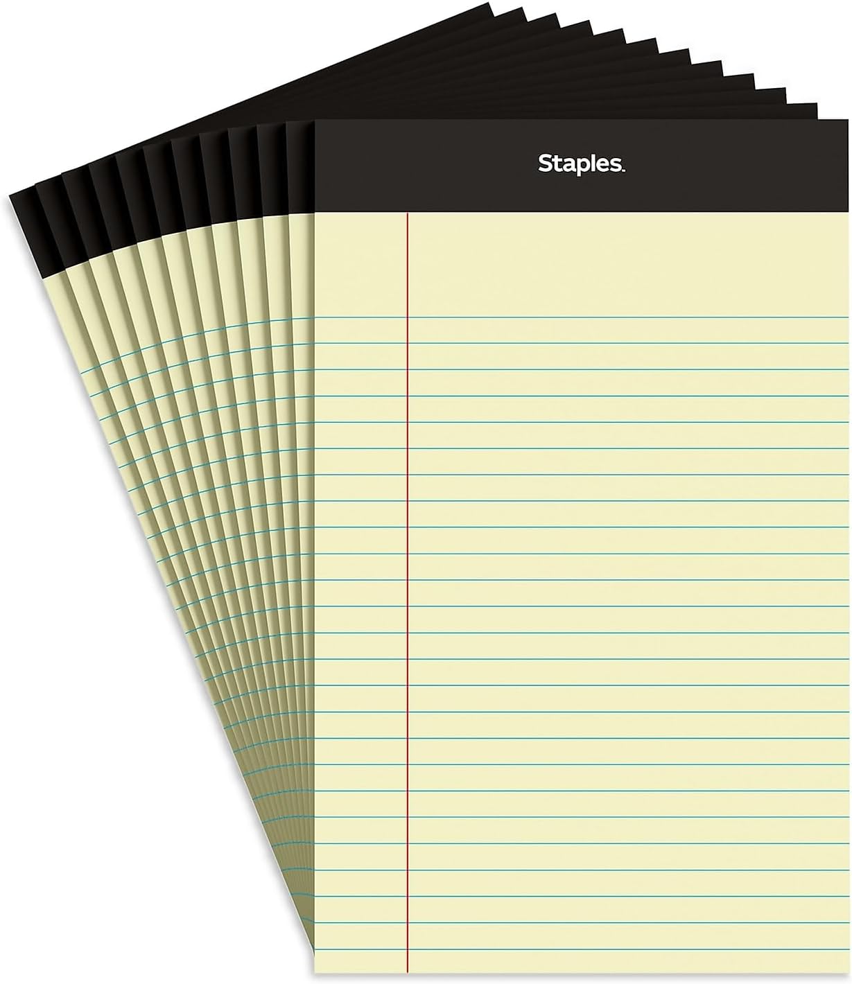 STAPLES Notepads, 5” x 8”, Narrow Ruled, White, 50 Sheets/Pad, 12‑Pack