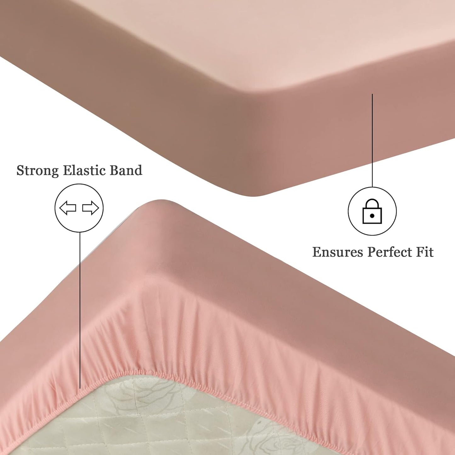 Sufdari Mattress Protector,Waterproof 18" Deep Pocket Mattress Cover Fitted Sheet Style with Elastic Rubber Band,Washable and Easy Care-Black,Queen