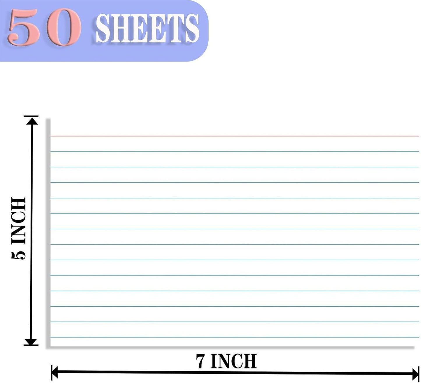 White Index Cards 5x7 Ruled, 50 Pcs File Note Cards, Lined Index Cards, Study Cards, Flashcards for Studying, Notecards for Studying, Note Taking and To Do List