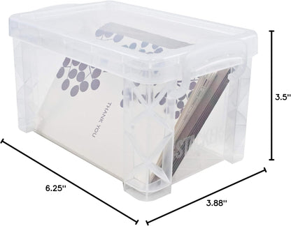 Advantus 40307 Super Stacker Storage Boxes, Hold 400 3 x 5 Cards, Plastic, Clear
