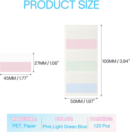 PATIKIL Clear Index Sticky Tabs, 120 Pcs Large Transparent Sticky Notes Bookmarks Planner Stickers Page Tabs for Office Notebooks File Folder Ledger Book, Gradient Green