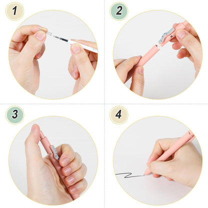 FIOVER 5pcs Gel Pens Quick Dry Ink Pens Fine Point Premium Retractable Rolling Ball Gel Pens Black Ink Smooth Writing for School Office Home