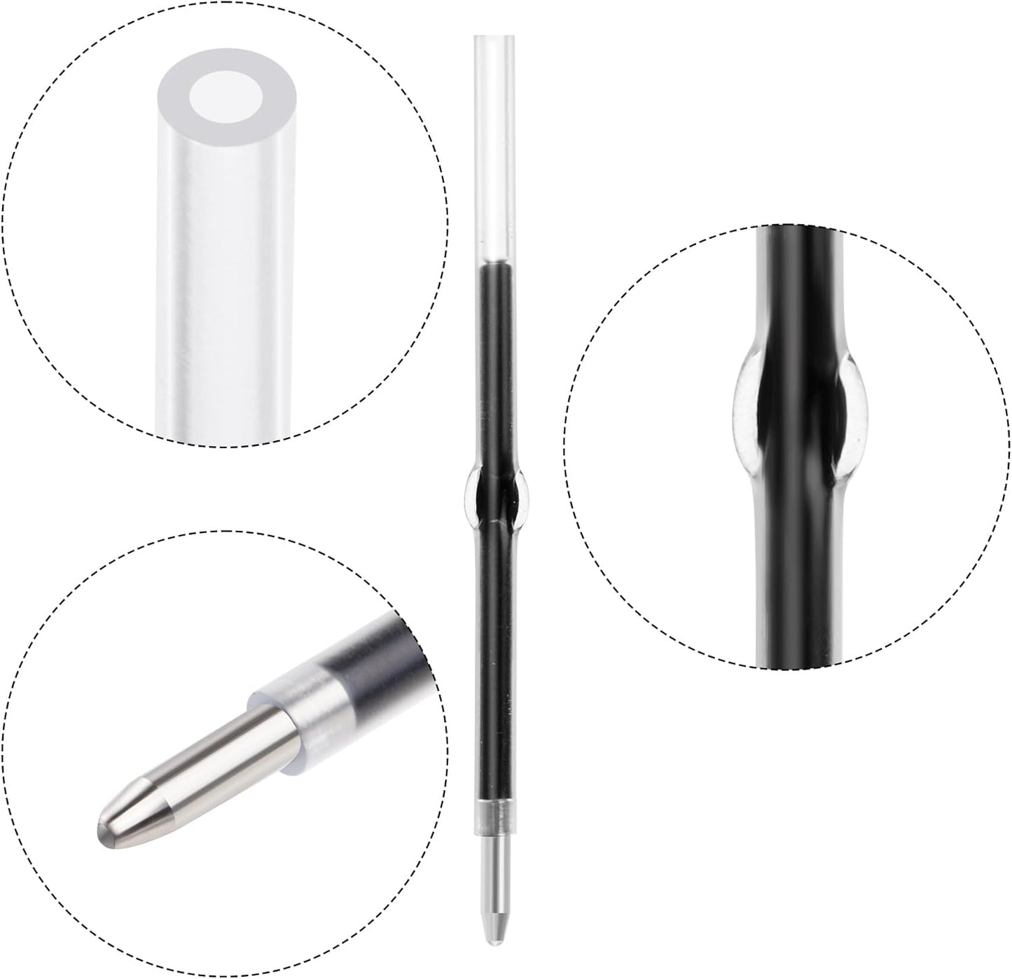 jiebor 100Pcs Beadable Pens Refills Ballpoint Pens Refills Black Ink 1.0mm for Plastic Bead Pens Office Supplies 2.44 Inch