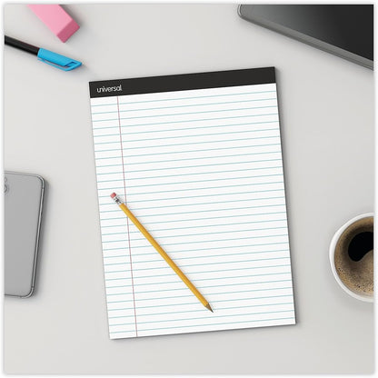 Universal 30630 Premium Ruled Writing Pads, White, 8 1/2 x 11, Legal/Wide, 50 Sheets (Pack of 6 Pads)