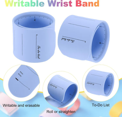 uxcell 2Pcs Writable Wrist Band, 9.45" x 1.18" Waterproof Slap Bracelet Reusable Writable Erasable to Do List Silicone Memo Wrist Bands for Planner Reminder (White)