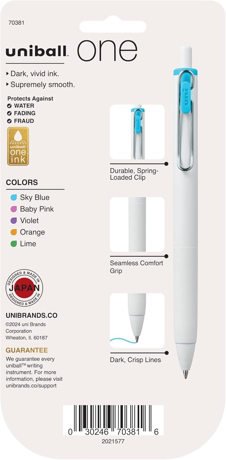 Uni-Ball One Black Retractable Gel Pens 4 Pack with Medium Points, Uni-Ball Click Pens are Fraud Proof and the Best Office, School, and Bible Pens