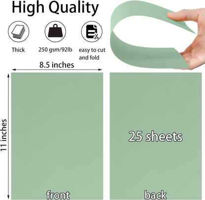 25 Sheets Black Cardstock Paper 8.5'' x 11'', 250gsm/92lb Thick Paper for Scrapbook, Invitations, Printing and DIY Cards