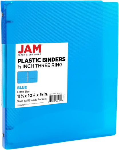 JAM PAPER Plastic 0.75 inch Binder - Clear 3 Ring Binder - Sold Individually
