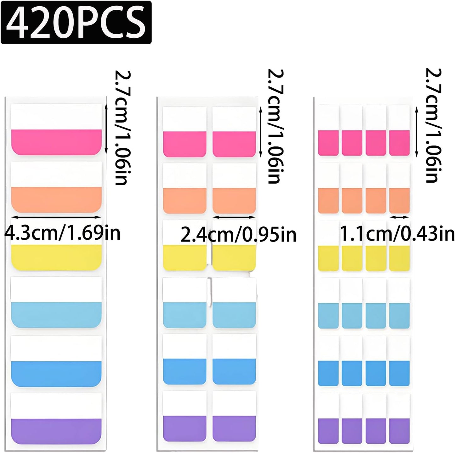 420 Pcs Sticky Index Tabs, Transparent Annotation Tabs, Repositionable Page Sticky Tabs for Notebooks (Bright)