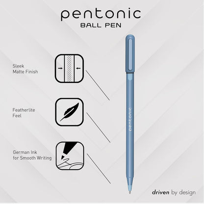 Pentonic Ballpoint Pens, 10 Count, Frosted Pale Gray Barrel with Black Ink, 0.7 mm Fine Point, Smooth Writing For Journaling & Note Taking (PEN13086)