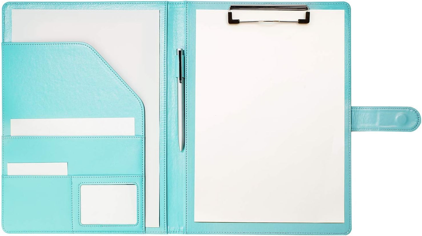 Clipboard Folder Padfolio A4, Mymazn Writing Portfolios Faux Leather Clipboards with Cover for Legal Pad Holder Letter Size 8.5 x 11 for Business Conference Notepad Clip Board (Gray Green)