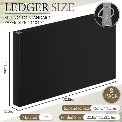 8 Pcs 3 Ring Binders Rings Heavy Duty View D Ring Binders Economy Holds 11" x 17" Paper for Artwork Blueprints, Office, Home, Work Places(White,3 Inch)