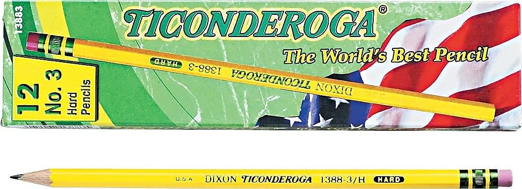 Ticonderoga Wood-Cased Pencils, Pre-Sharpened, 2 HB Soft, Yellow, 12 Count