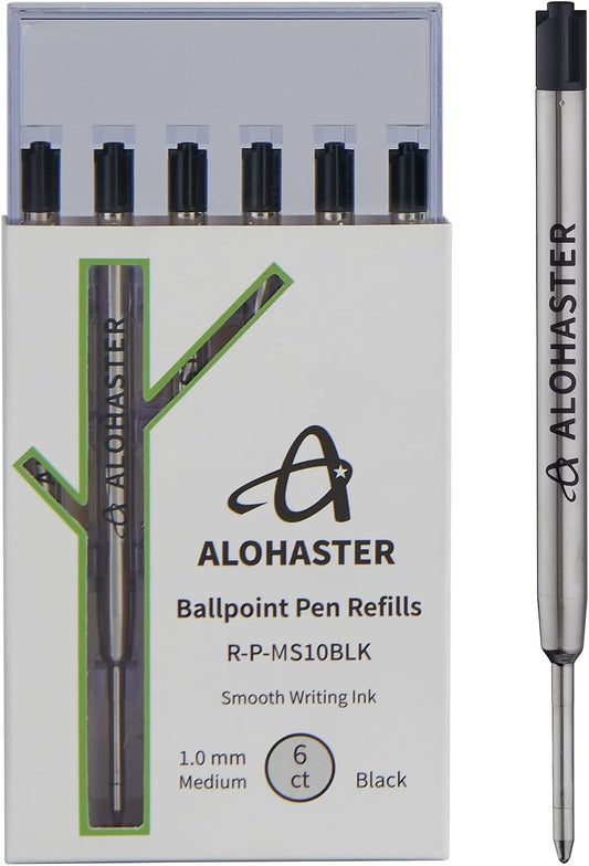 Alohaster Refills, for Parker Ballpoint Pens, Smooth Writing Ink, 1.0 mm, Blue, 6 Count