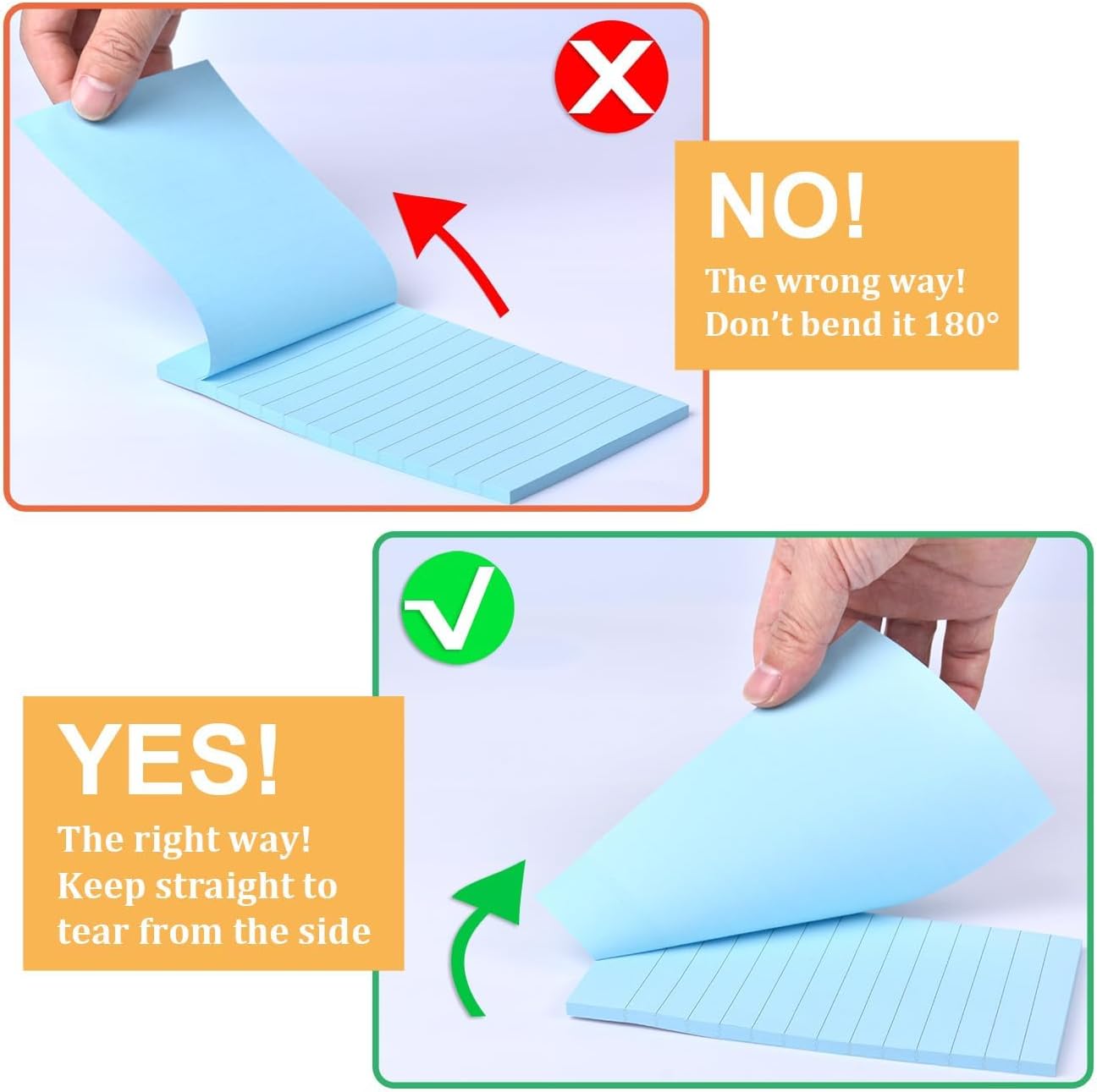 12 Pack Lined Sticky Notes 4x6 in Bright Colors Self-Stick Note Pads with Lines, Colorful Bulk Sticky Memo Pad for School, Office, Meeting