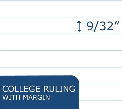 Roaring Spring Knee Pad College Ruled Extra Stiff Back Legal Writing Pad, 3 Hole Punched, 8.5 x "11.75" 100 Sheets, White