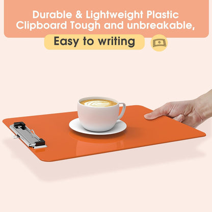 Plastic Clipboards 2 Pack, A4 Black Clip Board 8.5x11 for Classroom, Students, Kid, Woman, Size 9" x 12.5" with Low Profile Clip, Office & School Supply