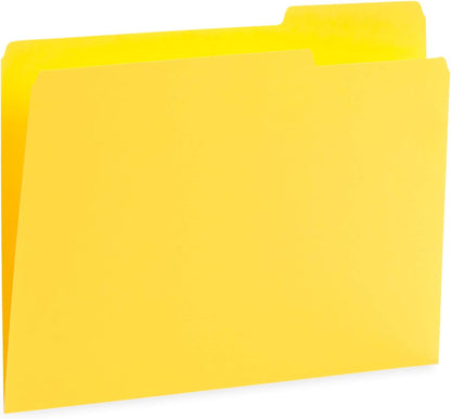 File Folder, 1/3 Cut Tab, Letter Size, Yellow, Great for Organizing and Easy File Storage, 100 Per Box