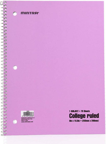 Mintra Office Spiral Notebooks, Wirebound, Journals for School, Work, Business, Aesthetic Stationery, Writing Pads, Teacher & Student Supplies (6, Pastel, College)