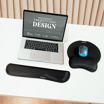 VAGAU Premium Keyboard Wrist Rest and Mouse Pad Wrist Support, Ergonomic Memory Foam Set for Office, Laptop, Mac, Computer and Gaming, Comfortable Typing &Wrist Pain Relief (2 Pack)