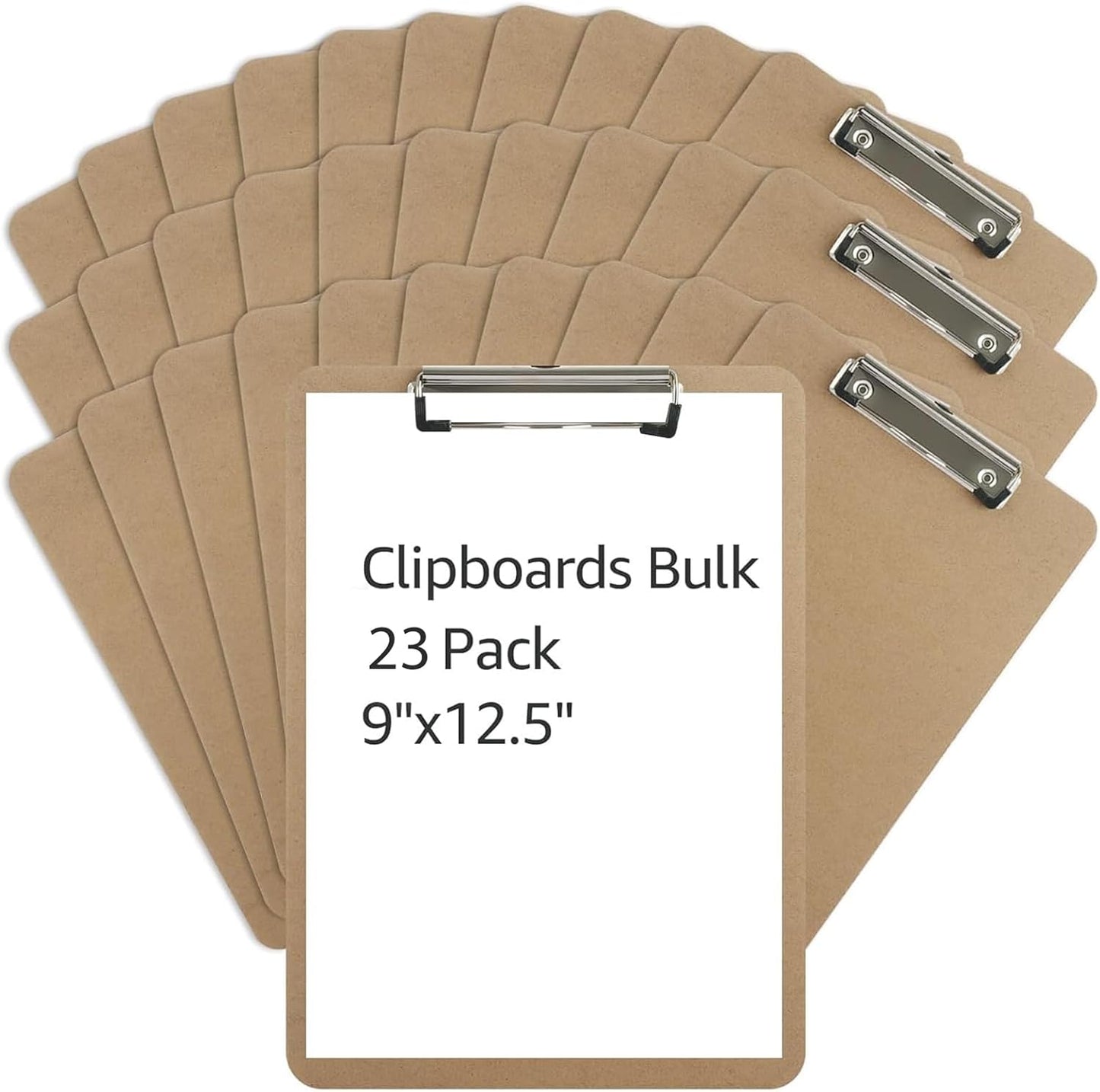MIVIDE 23 Pack Clipboards Bulk, Hardboard Office Wooden Clipboards, Letter Size Clipboard with Low Profile Clip, Clipboard with Hang for Classroom, School, Home, Office Supply