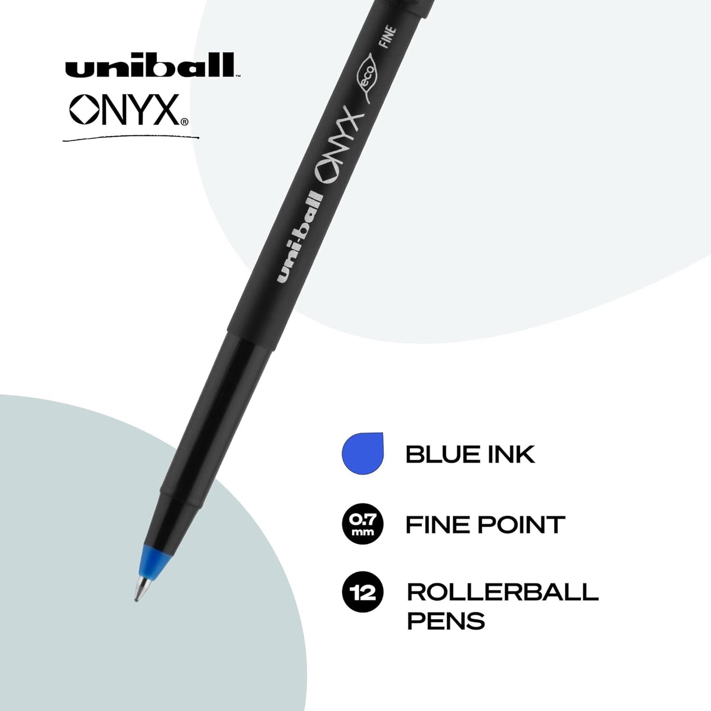uniball Roller Rollerball Pens, Micro Point (0.5mm), Blue, 12 Pack