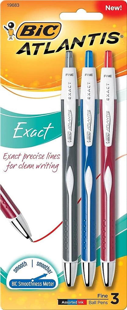 BIC Glide Exact Blue Retractable Ballpoint Pens, Fine Point (0.7mm), 12-Count Pack, Ultra Smooth Writing Blue Pens