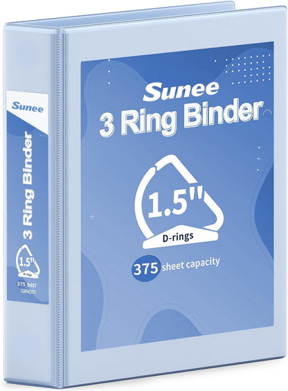 SUNEE 3 Ring Binder 2 Inch, Clear View Binder Three Ring PVC-Free (Fit 8.5x11 Inches) for School or Office Supplies, Light Purple, 1 Pack