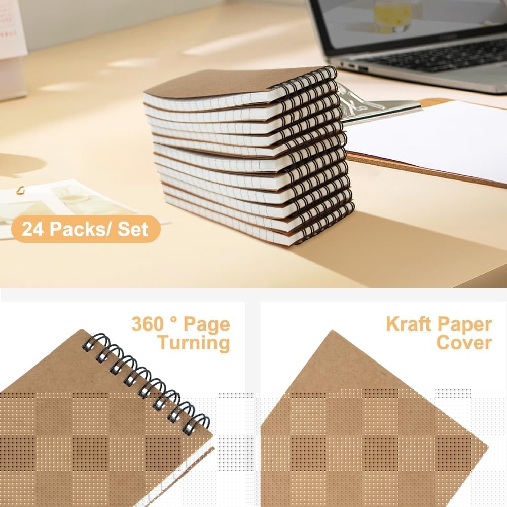 wavamawa Pocket Notebooks Set of 12, Small 3x5 Spiral Notepads, Office Style Mini Notebook, Small Notepad Pocket Size, Memo Pads for Home, College, Work or School - Lined College Ruled Paper