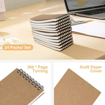 wavamawa Pocket Notebooks Set of 12, Small 3x5 Spiral Notepads, Office Style Mini Notebook, Small Notepad Pocket Size, Memo Pads for Home, College, Work or School - Lined College Ruled Paper