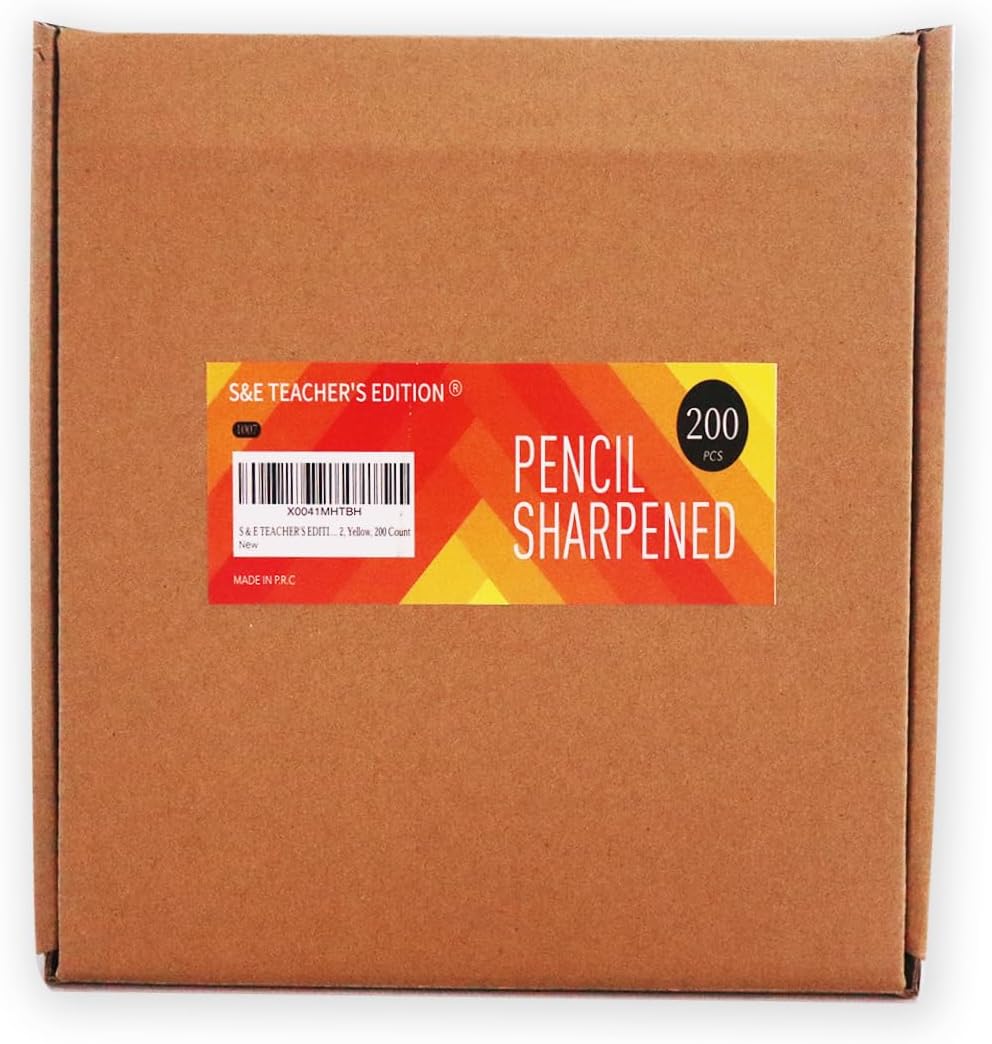 S & E TEACHER'S EDITION 432Pcs Pencils & Erasers Tops Set, 288 Pcs Pre-sharpened pencils No. 2, with 144Pcs Eraser Caps, #2 HB pencil sharpened, Back to school, 432Pcs/box.