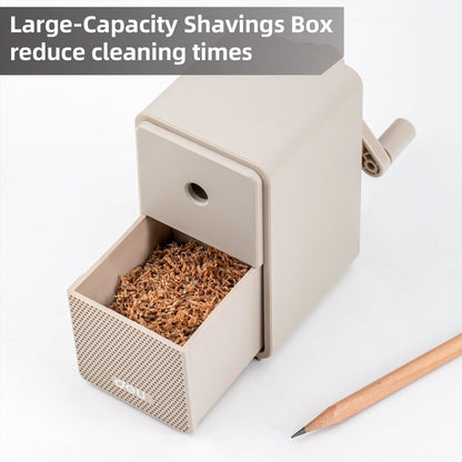 Deli Manual Pencil Sharpener - Auto-in Hand Crank with Adjustable Point for Colored Pencils, Kids, Students, Classroom, Home and Office, Brown