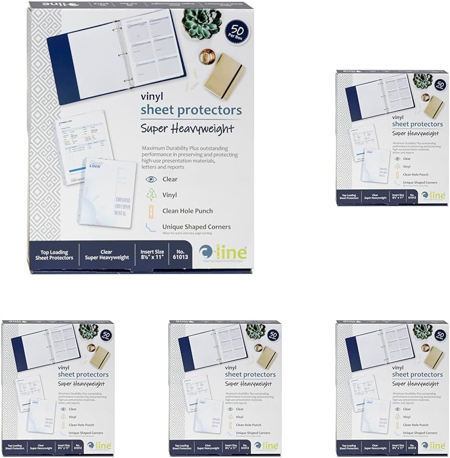 C-Line Top Loading Super Heavyweight Vinyl Sheet Protectors, Non-Glare, 8.5 x 11 Inches, 50 per Box (61013)