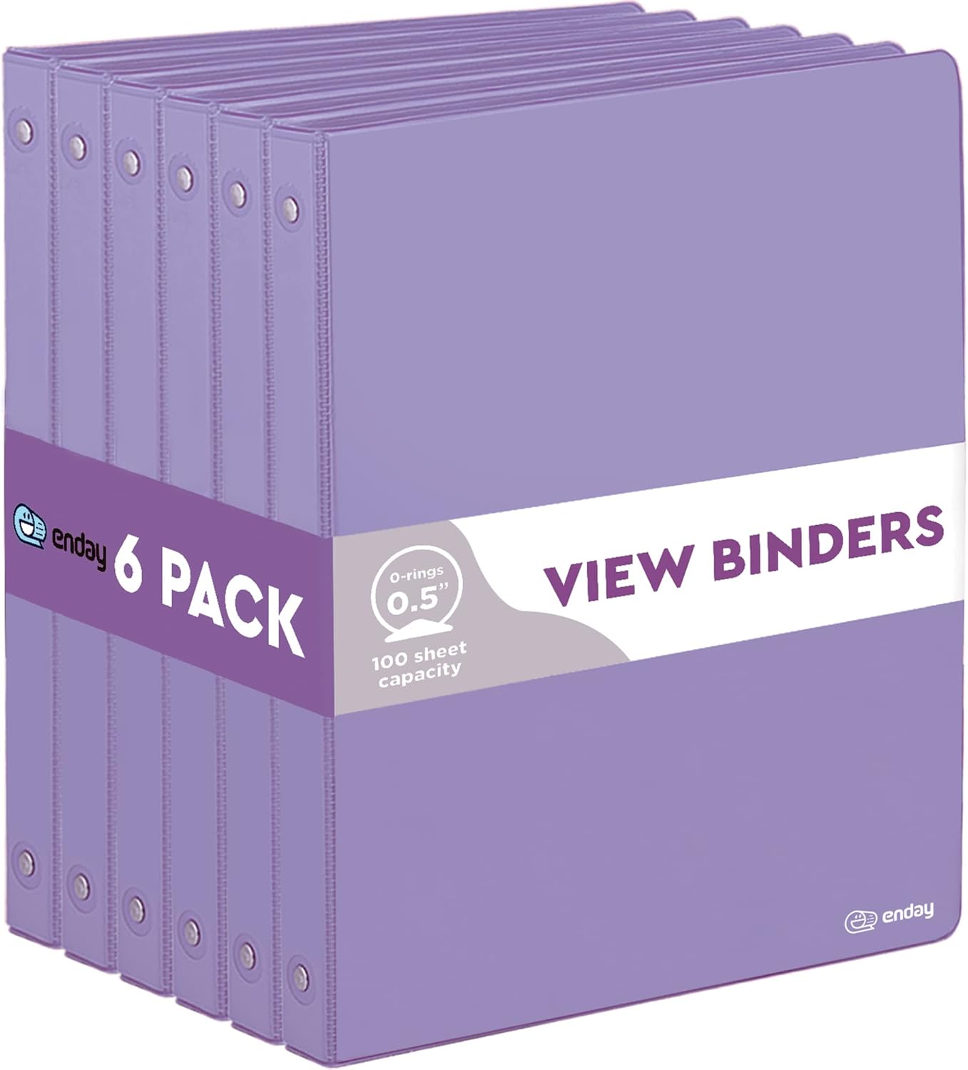 Enday 1 Inch Binder (6 Pack - Grey) 3 Ring Binder 1 inch with Clear View Cover and 2 Inside Pocket - for Letter Size 8.5 x 11'' Paper, Ideal for School Supplies, Office, and Home