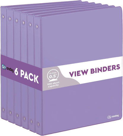 Enday 1 Inch Binder (6 Pack - Grey) 3 Ring Binder 1 inch with Clear View Cover and 2 Inside Pocket - for Letter Size 8.5 x 11'' Paper, Ideal for School Supplies, Office, and Home