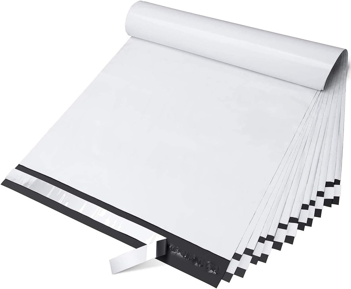 Fuxury Poly Mailers 10x13 Inch 100 Pack,Shipping Bags for Clothing,Strong Adhesive Mailing Envelopes,Heavy Duty Self Seal Plastic Postal Return Package Bags for Books Accessories Business,White